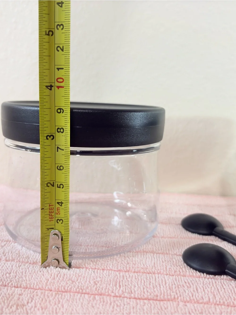 2Tupperware Counterscaping Dry Container 19oz Jar and Spoon Clear with Black Lid